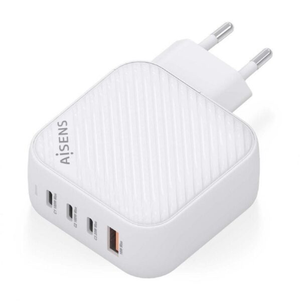 Cargador de Pared GaN Aisens ASCH-100W4P028-W/ 3xUSB Tipo-C/ 1x USB/ 100W