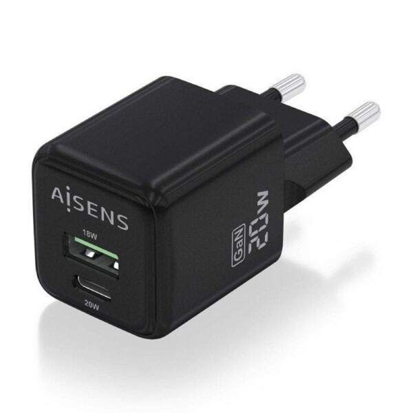 art_ais-carga20asch-20w2p011-bk_2 Cargador de Pared GaN Aisens ASCH-20W2P011-BK/ 1xUSB Tipo-C/ 1xUSB/ 20W