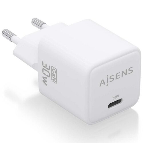 Cargador de Pared GaN Aisens ASCH-30W1P035-W/ 1xUSB Tipo-C/ 30W