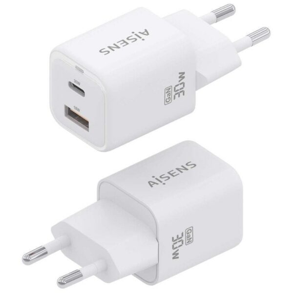 art_ais-carga20asch-30w2p020-w_2 Cargador de Pared GaN Aisens ASCH-30W2P020-W/ 1xUSB Tipo-C/ 1xUSB/ 30W