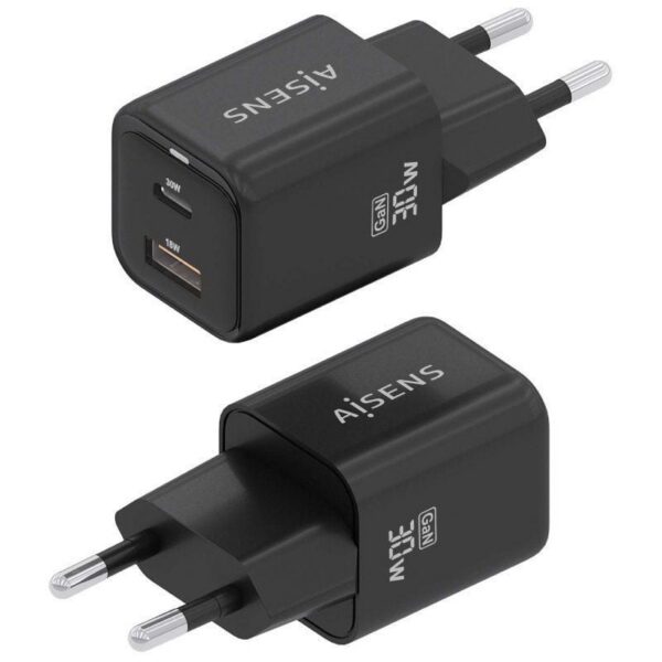 art_ais-carga20asch-30w2p021-bk_2 Cargador de Pared GaN Aisens ASCH-30W2P021-BK/ 1xUSB Tipo-C/ 1xUSB/ 30W