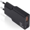 Cargador de Pared GaN Aisens ASCH-30W2P047-BK/ 1xUSB Tipo-C/ 1xUSB/ 30W/ Negro