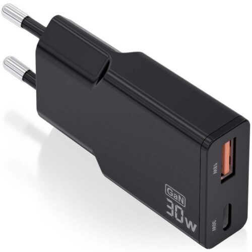 art_ais-carga20asch-30w2p047-bk_1 Cargador de Pared GaN Aisens ASCH-30W2P047-BK/ 1xUSB Tipo-C/ 1xUSB/ 30W/ Negro