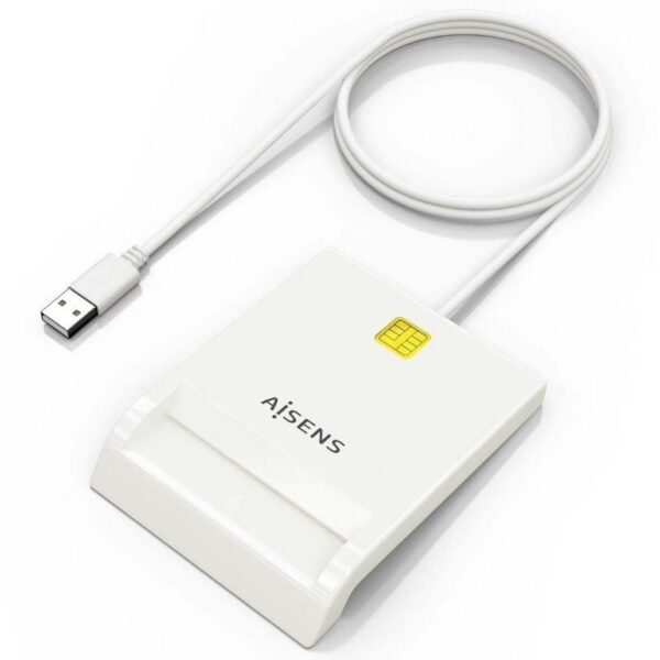 Lector de DNI y Tarjetas Aisens ASCR-SN07-W/ USB 2.0/ Blanco