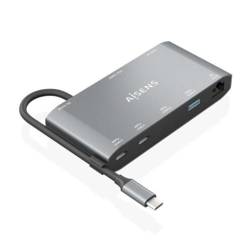 art_ais-hub20asuc-8p010-gr_1 Docking USB-C Aisens 8 en 1 - 4K HDMI, VGA, Ethernet, USB y PD 100W - Gris