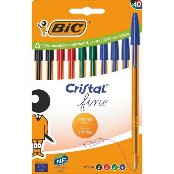 art_bic-cristal20fine20surtido2010u_1-2 Bolígrafos de Tinta de Aceite Bic Cristal Fine 516356/ 10 unidades/ Colores Surtidos