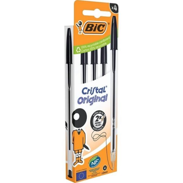 art_bic-cristal20negro20516335_2 Bolígrafos de Tinta de Aceite Bic Cristal Original 516335/ 4 unidades/ Negros