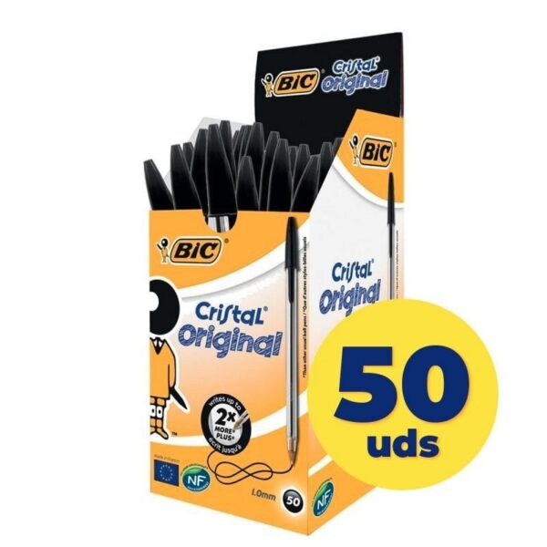art_bic-cristal20negro20caja2050u_1-2 Caja de Bolígrafos de Tinta de Aceite Bic Cristal Original 8373639/ 50 unidades/ Negros