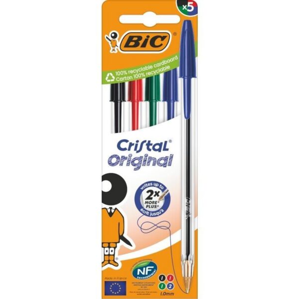 art_bic-cristal20surtido20caja205u_1-2 Bolígrafos de Tinta de Aceite Bic Cristal Original 516346/ 5 unidades/ Colores Surtidos