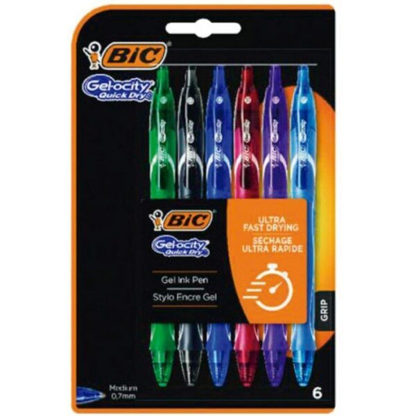 art_bic-gelocity20qdry20964769206u_1-2 Bolígrafos de Tinta de Gel Retráctil Bic Gelocity Quick Dry 964769/ 6 unidades/ Surtidos