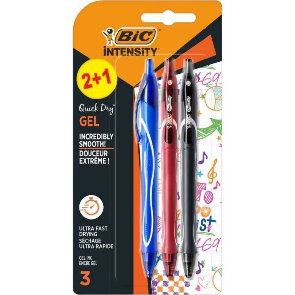 art_bic-gelocity20qdry20972035203u_1-2 Bolígrafo de Tinta de Gel Retráctil Bic Gelocity Quick Dry 972035/ 3 unidades/ Surtidos
