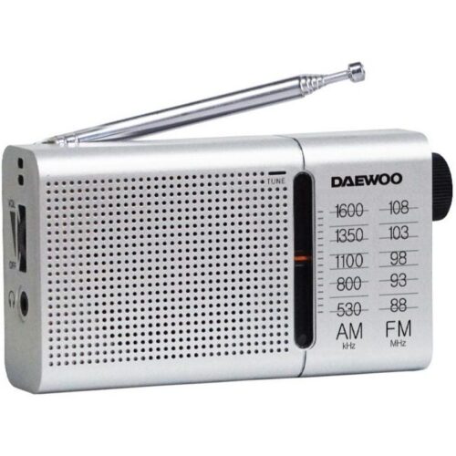 Radio Portátil Daewoo DW1037/ a Pilas/ Plateada