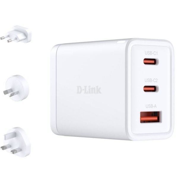 Cargador GaN D-Link DCP-651 65W - 2xUSB-C + 1xUSB-A - Ultra Rápido y Compacto