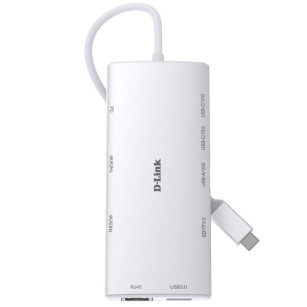 Docking USB Tipo-C D-Link DUP-A01/ 1xUSB/ 2xUSB Tipo-C/ 2xHDMI 4K/ 1xRJ45/ 1xLector de Tarjetas/ 1xUSB Tipo-C PD/ Blanco