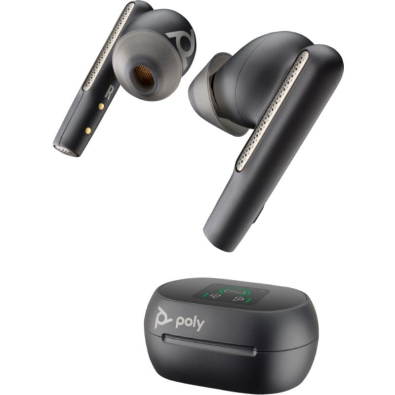 Auriculares Bluetooth Poly Voyager Free 60+ UC M - Estuche de Carga + Adaptador BT700 - 10h Autonomía - Negros