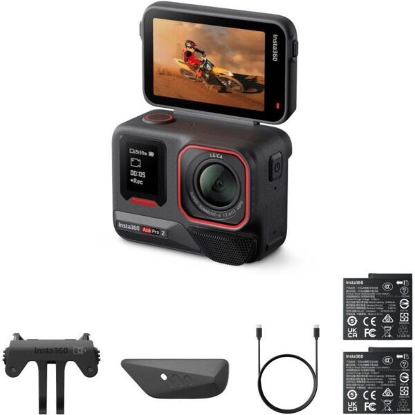 Cámara Digital Deportiva Insta360 Ace Pro 2 Pack de 2 Baterías/ 8K/ Ángulo de visión 180º/ Negra