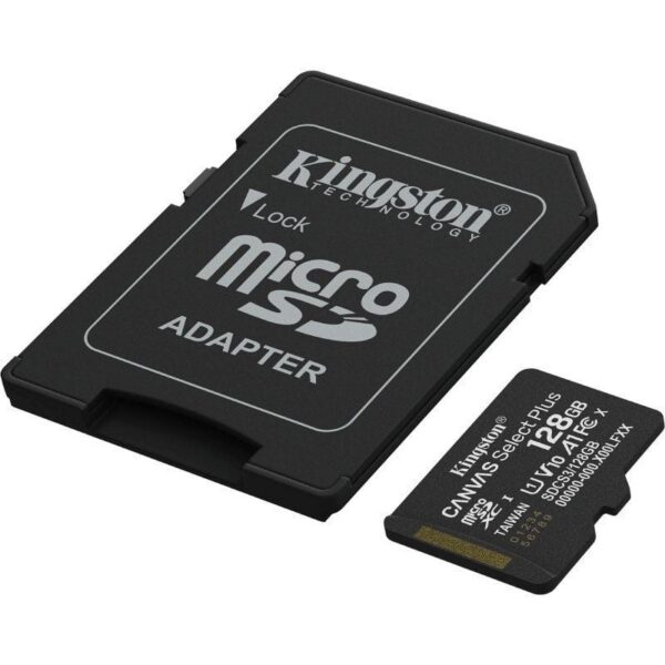 Tarjeta de Memoria Kingston CANVAS Select Plus 128GB microSD XC con Adaptador/ Clase 10/ 150MBs