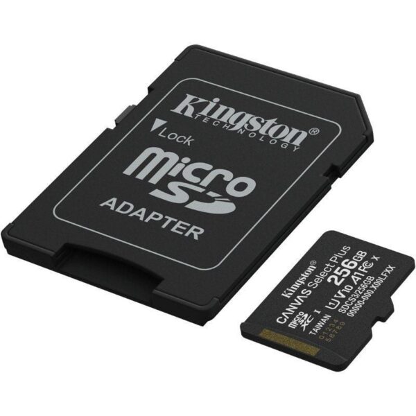 Tarjeta de Memoria Kingston CANVAS Select Plus 256GB microSD XC con Adaptador/ Clase 10/ 150MBs