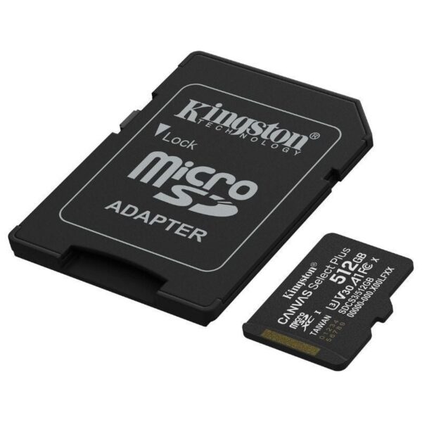 Tarjeta de Memoria Kingston CANVAS Select Plus 512GB microSD XC con Adaptador/ Clase 10/ 150MBs