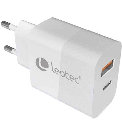 Cargador de Pared GaN Leotec LECSPH30W2W/ 1xUSB Tipo-C/ 1xUSB/ 30W