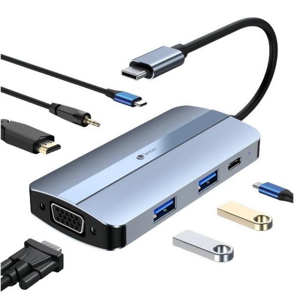 art_leo-dock20leds04_1-2 Docking USB Tipo-C Leotec LEDS04/ 2xUSB/ 1xUSB Tipo-C/ 1xUSB Tipo-C PD/ 1xHDMI 4K/ 1xVGA/ 1xAudio/ Azul