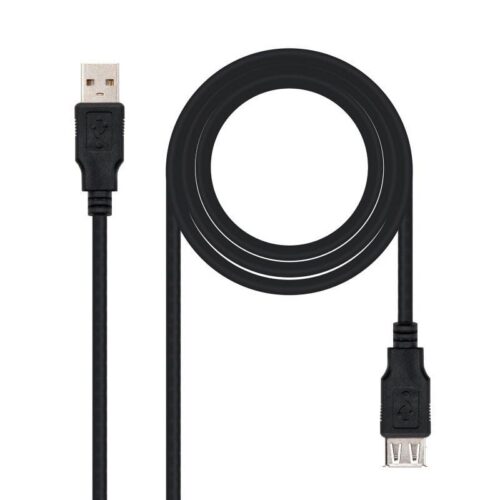 art_nan-cab20102001200203-bk_1-1 Cable Alargador USB 2.0 Nanocable 10.01.0203-BK/ USB Macho - USB Hembra/ 1.8m/ Negro