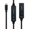 Cable Alargador USB Tipo-C 3.2 con Amplificador Nanocable 10.01.1312/ USB Tipo-C Macho - USB Tipo-C Hembra/ 10m/ Negro
