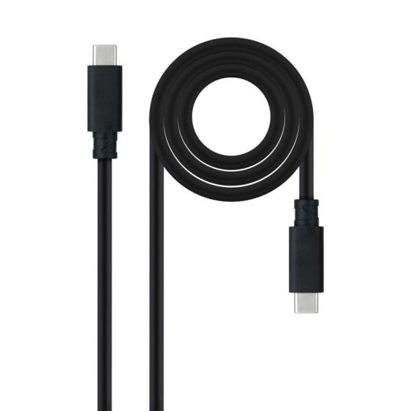Cable USB 3.1 Tipo-C Nanocable 10.01.4100/ USB Tipo-C Macho - USB Tipo-C Macho/ Hasta 100W/ 50cm/ Negro