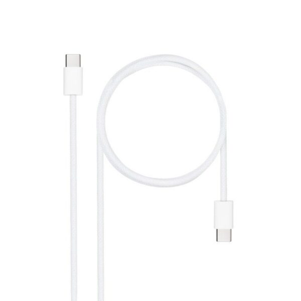 Cable USB 2.0 Tipo-C Nanocable 10.01.6001-CO/ USB Tipo-C Macho - USB Tipo-C Macho/ Hasta 60W/ 480Mbps/ 1m/ Blanco