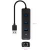 Hub USB 3.0 Nanocable 10.16.4604/ 3xUSB/ 1xRJ45/ Negro