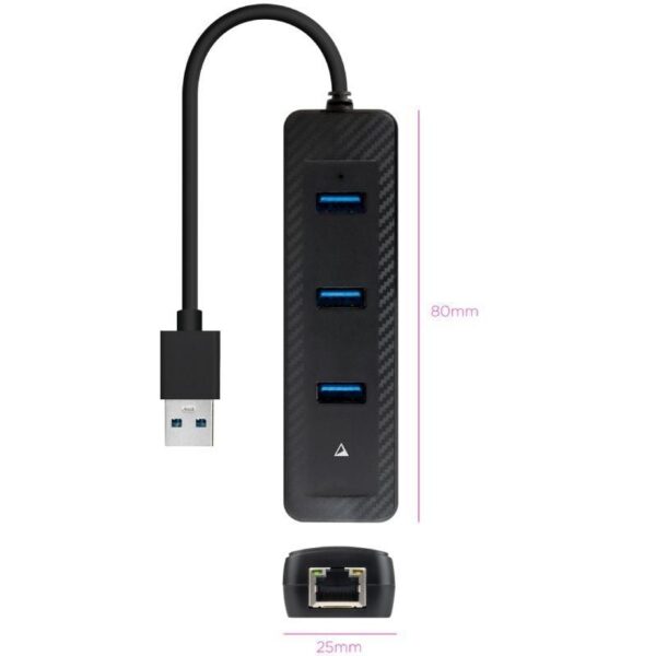 Hub USB 3.0 Nanocable 10.16.4604/ 3xUSB/ 1xRJ45/ Negro