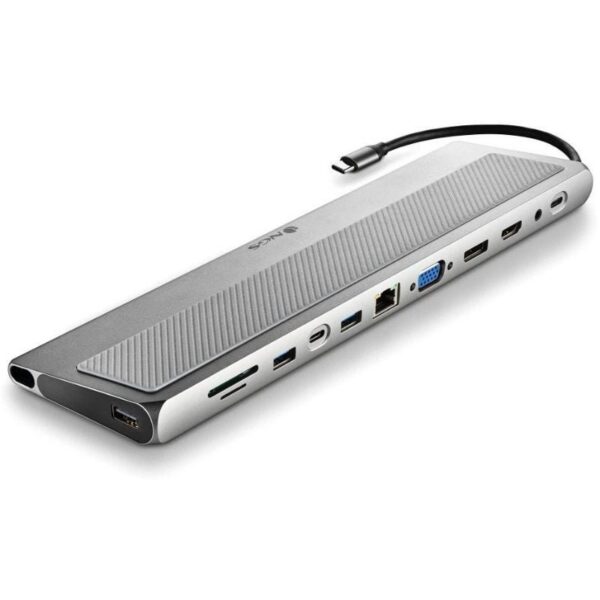 art_ngs-hub20wonderdock12pro_2 Docking USB Tipo-C NGS WonderDock 12 Pro/ 3xUSB/ 2xHDMI 4K/ 1xVGA/ 1xRJ45/ 1xLector de Tarjetas/ 1xJack 3.5/ 1xUSB Tipo-C PD/ Gris