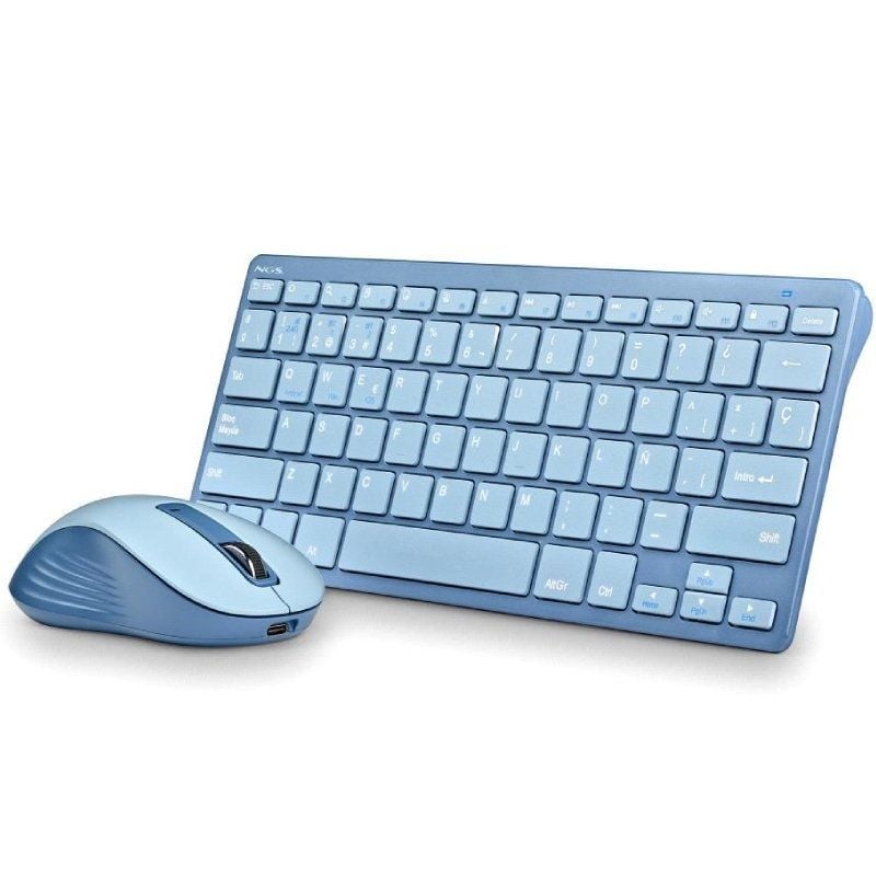 Teclado y Ratón Inalámbricos NGS Fantasy Kit Azul - Recargable y Silencioso
