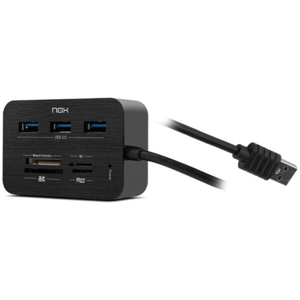 Hub USB 3.0 Nox Reader One con 3 Puertos y Lector de Tarjetas