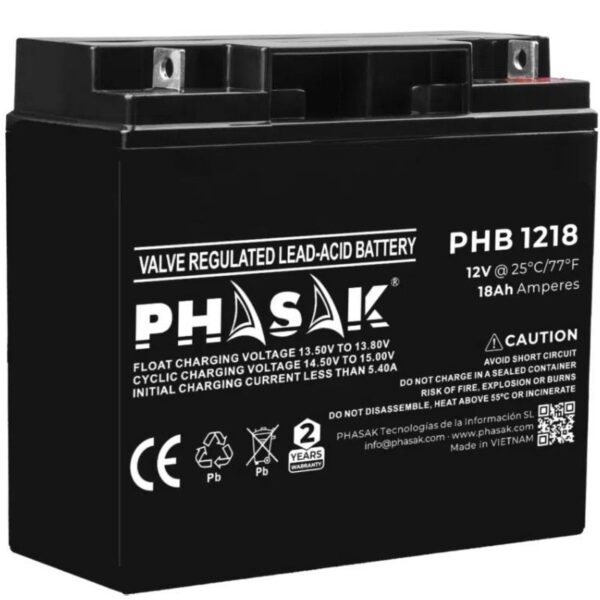 art_phk-bat20phb201218_1-1 Batería Phasak PHB 1218 compatible con SAI/UPS PHASAK según especificaciones