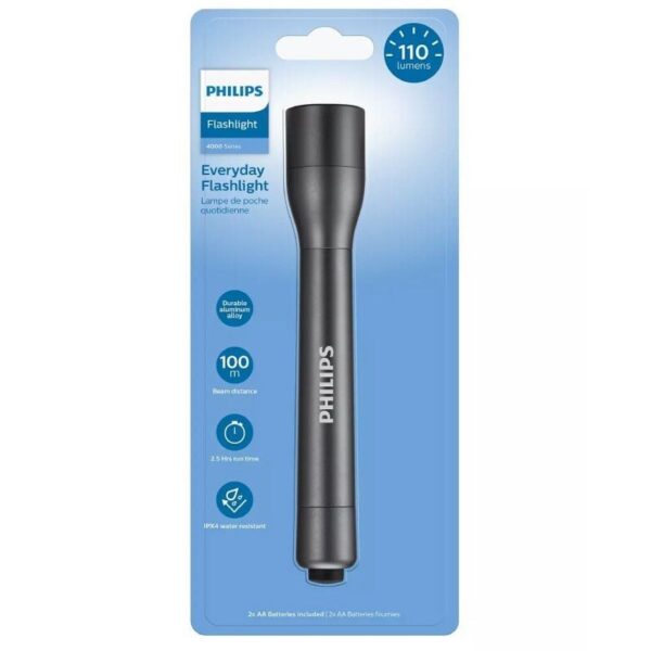 Linterna Philips SFL4002T/10 - 110 Lúmenes, 2 Pilas AA, Resistente al Agua IPX4