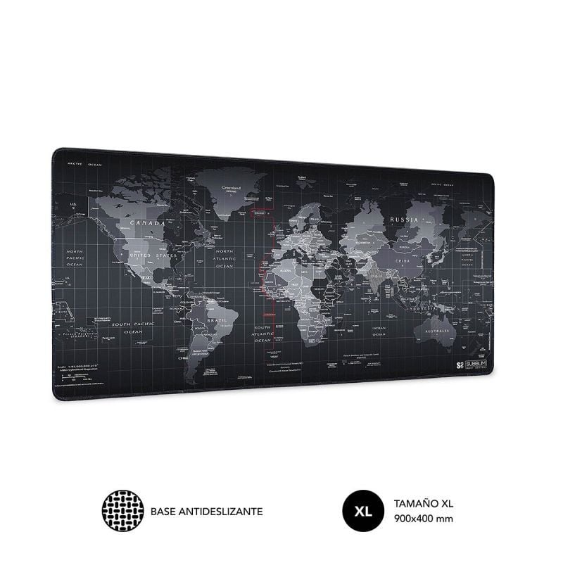Alfombrilla Subblim World XL - 90x40 cm, Antideslizante y Resistente al Agua