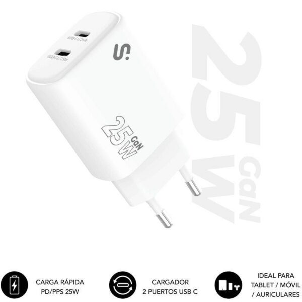 art_sub-carga20subchg-6g2520_1-1 Cargador GaN SUBBLIM 25W Doble USB-C: Carga Rápida para Tablets y Móviles