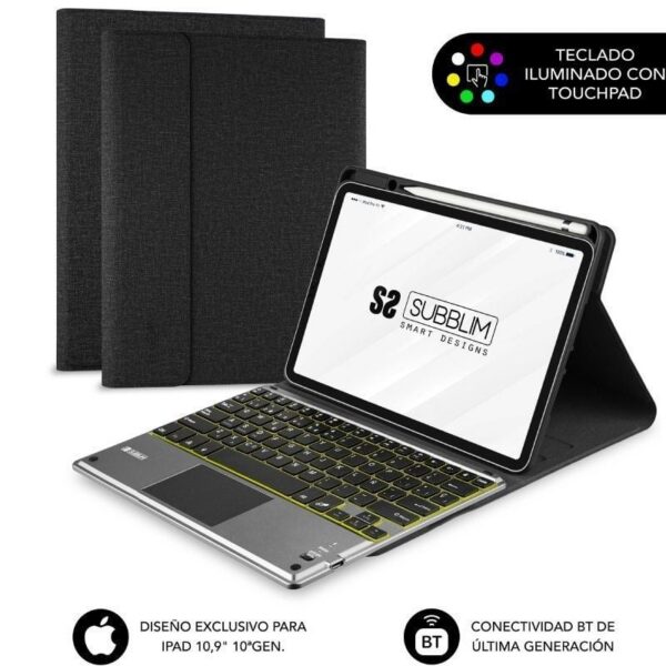 Funda con Teclado KeyTab Pro BT para iPad 10.9'' 10a Gen - Retroiluminado y Touchpad