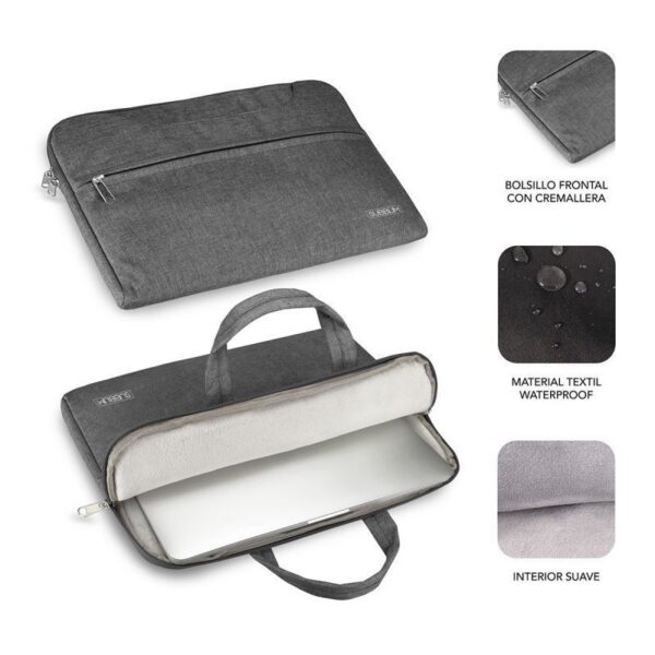 Maletín Subblim Business Laptop Sleeve 15.6'' - Funda Portátil con Cierre de Cremallera y Cinta para Trolley - Gris