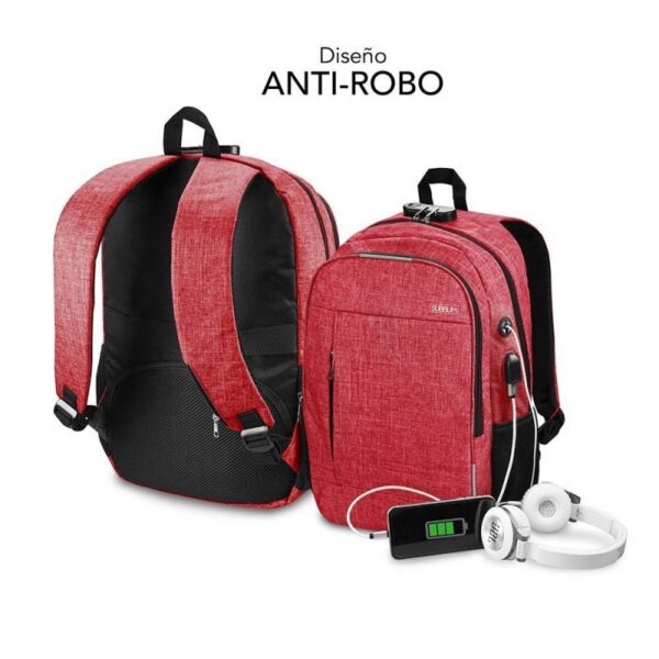 art_sub-mochi20bp-1ul0002_2 Mochila Subblim Urban Lock para Portátiles hasta 16"/ Puerto USB/ Antirrobo/ Roja