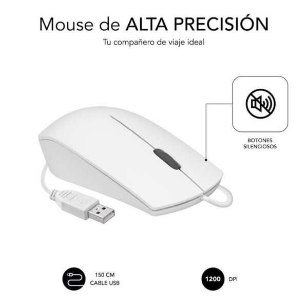 Ratón Subblim Business Silencioso - 1200 DPI - Cable USB - Blanco