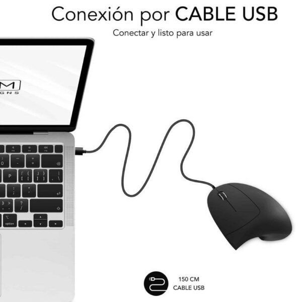 Ratón Vertical Ergonómico Glide - 1600 DPI, Silencioso y con Cable
