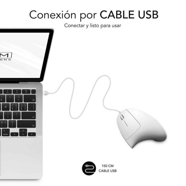 Ratón Vertical Ergonómico Glide - 1600 DPI - Blanco - Conectividad USB
