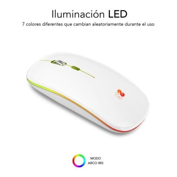 Ratón Inalámbrico Dual Bluetooth 1600 DPI con LED RGB - Blanco