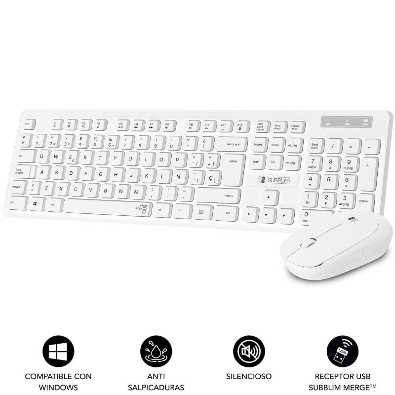 Teclado y Ratón Inalámbrico Subblim Combo Business Slim - Blanco
