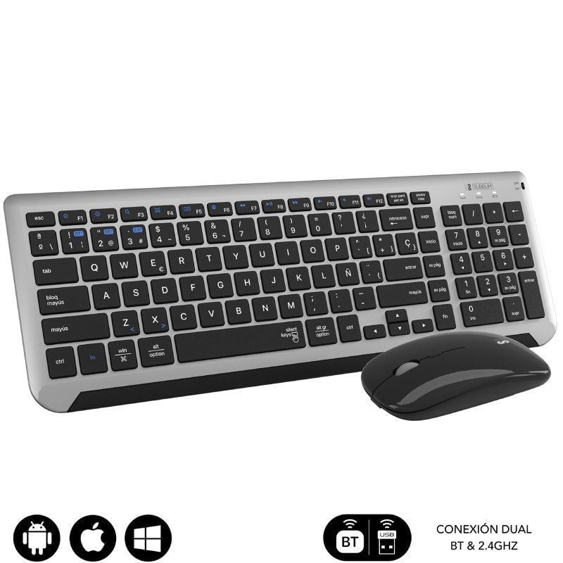Teclado y Ratón Inalámbrico Subblim Combo Dual - Multidispositivo y Silencioso