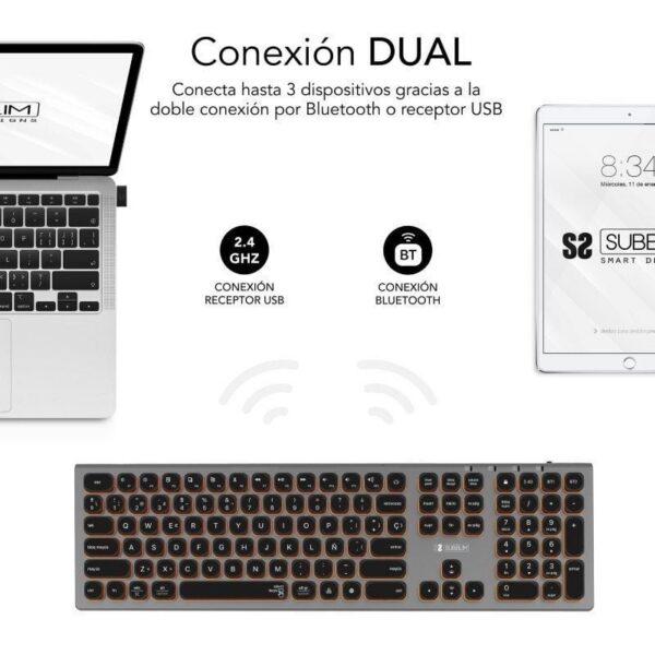 art_sub-tec20master20gy20bk_2 Teclado Inalámbrico SUBBLIM Master - Bluetooth 5.2, Retroiluminado, Multidispositivo
