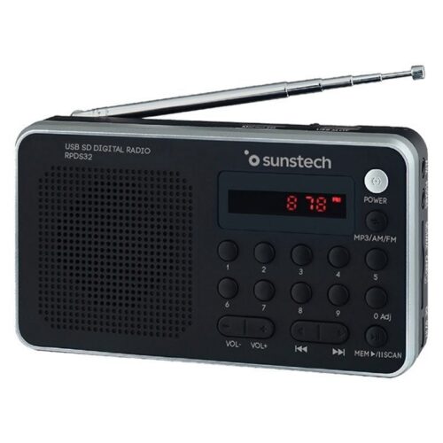 Radio Portátil Sunstech RPD32SL - AM/FM con USB, Tarjeta y Batería Recargable