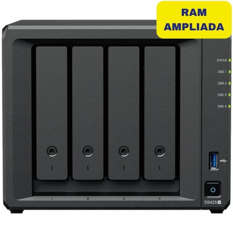Synology DiskStation DS425+ - NAS de 4 Bahías con 6GB DDR4 para Almacenamiento Rápido y Seguro